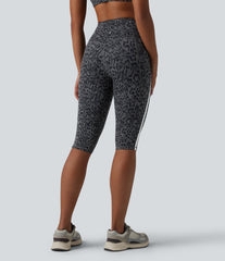 Halara UltraSculpt™ Leopard Print High Waisted Tummy Control Color Block Stripe Pedal Pusher Training Leggings with Pockets