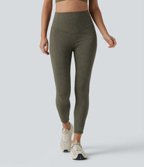 High Waisted Tummy Control Washed Workout Leggings with Pockets