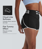 SoftlyZero™ Airy Mid Rise Tummy Control Color Block InstantCool Yoga Biker Shorts 3''-UPF50+