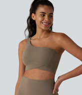 Halara UltraSculpt™ Low Support One-Shoulder Crossover Hem Built-in Bra Yoga Sports Bra