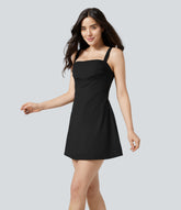 SoftlyZero™ Plush 2-in-1 Pocket Flare Mini Active Dress-Easy Peezy Edition