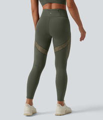 SoftlyZero™ High Waisted Contrast Lace Workout Leggings with Pocket-UPF50+