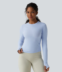 Round Neck Long Sleeve Thumb Hole InstantCool Hiking Sports Top-UPF40+