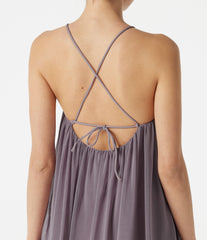 V Neck Tie Back Mesh Mini Resort Slip Dress