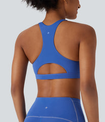 SpeedWave™ Medium Support Reflective Racerback Cut Out Quick Dry Hiking Sports Bra A-D Cups