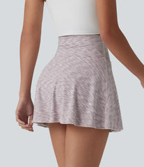 High Waisted Tummy Control 2-in-1 Stripe Mini Workout Skirt with Pockets
