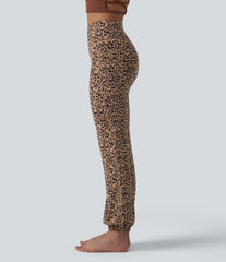 SoftlyZero™ Leopard Print High Waisted Dance Balloon Joggers with Pockets-UPF40+