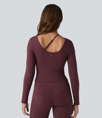 SoftlyZero™ Plush Asymmetric Neck Push-Up Long Sleeve Yoga Sports Top