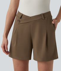DayStretch Asymmetric Mid Rise Work Shorts 5'' with Pockets