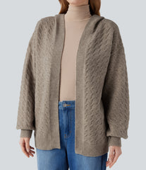 Hooded Open Front Long Sleeve Casual Cardigan