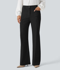 High Waisted Work Flare Pants with Pockets