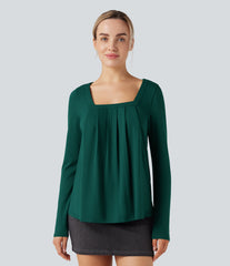 Square Neck Long Sleeve Casual Top