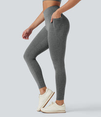 Halara UltraSculpt™ Heathered High Waisted Crossover Quick Dry Yoga Leggings with Pockets