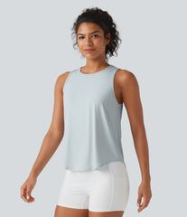 Round Neck Curved Hem InstantCool Quick Dry Running Tank Top-UPF50+
