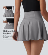 SoftlyZero™ Airy High Waisted 2-in-1 InstantCool Flare Mini Tennis Skirt with Pockets-UPF50+