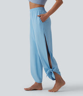 High Waisted Tie Side InstantCool Yoga Joggers with Pockets-UPF50+