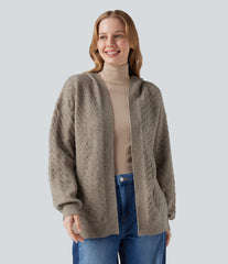 Hooded Open Front Long Sleeve Casual Cardigan