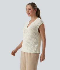V-neck Cap Sleeve Resort Sweater
