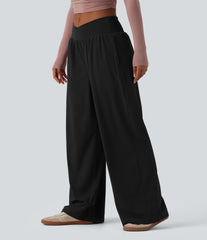 Crossover Low Rise Casual Baggy Pants with Pockets