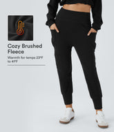 High Waisted Foldover Pocket Harem Fleece Casual Cargo Joggers