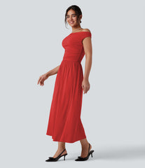 One-shoulder Sleeveless Ruched Maxi Bridesmaid And Wedding Guest Dress