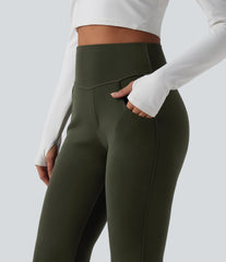 High Waisted Casual Flare Pants with Pockets