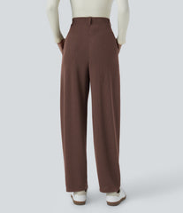 Halara Flex™ Ribbed High Waisted Pocket Barrel Leg Work Pants