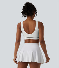 OneForm Seamless Flow Low Support Backless Color Block Built-in Bra Tennis Sports Bra