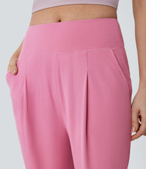Mid Rise Pocket Straight Leg Waffle Yoga Pants