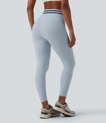 Halara UltraSculpt™ High Waisted Tummy Control Color Block Stripes Workout 7/8 Leggings with Pockets