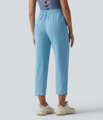High Waisted Pintuck InstantCool Workout Pants with Pockets-UPF50+