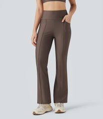 Reflective High Waisted Bootcut Sheen Training Leggings with Pockets