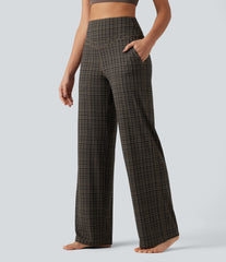 Halara UltraSculpt™ Plaid Print High Waisted Tummy Control Straight Leg Yoga Pants with Pockets