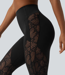 Halara UltraSculpt™ High Waisted Tummy Control Contrast Lace Yoga 7/8 Leggings with Pocket