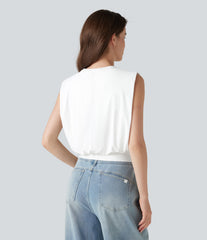 Round Neck Sleeveless Tie Side InstantCool Casual Top-UPF50+