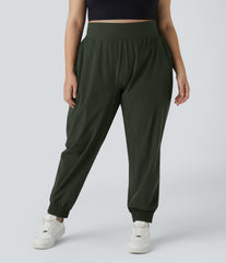 High Waisted Elastic Waistband Plus Size Hiking Joggers