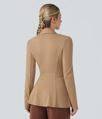 Halara Flex™ Shawl Collar Long Sleeve Ruffle Hem Work Coat