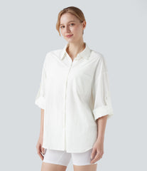 Roll-Up Long Sleeve Hiking Shirt with Pocket-UPF50+