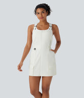 Water Repellent Wear-Resistant Zipper Pockets Mini Hiking Cargo Dress