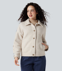 Lapel Long Sleeve Casual Sherpa Jacket