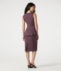 Round Neck Sleeveless Midi Work Dress