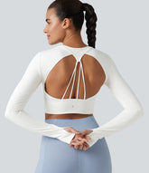 Backless Long Sleeve Thumb Holes InstantCool Quick Dry Yoga Sports Top-UPF50+