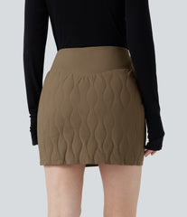 PuffFlex Crossover High Waisted 2-in-1 Bodycon Mini Stretchy Casual Quilted Skirt