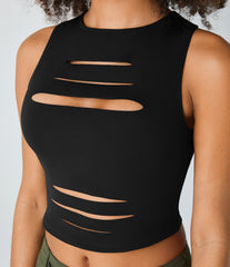 DayStretch Racerback Cut Out Ripped Cropped Casual Tank Top