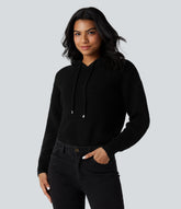 Hooded Drawstring Long Sleeve Casual Sweater