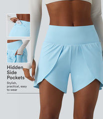 SoftlyZero™ Airy Mid Rise 2-in-1 Tulip Hem InstantCool Yoga Shorts 5'' with Pockets