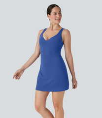 SoftlyZero™ Plush Push-Up Molded Cups 2-in-1 Yoga Active Dress with Pockets-Easy Peezy