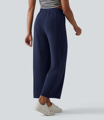 SpacerTek™ High Waisted Wide Leg Casual Pants with Pockets