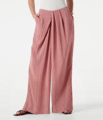 Mid Rise Baggy Casual Linen-Feel Pants with Pockets