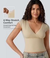 High Stretch Skin Friendly V-neck Short Sleeve Ultra-slim Casual T-Shirt